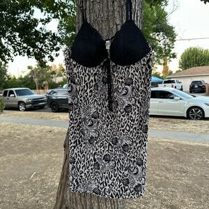 Ambrielle Black and Cream Animal Print Y2K Style Chemise